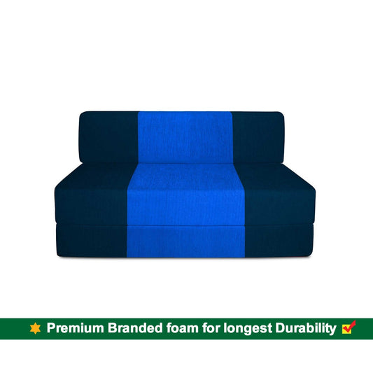 Sofa Cum Beds: 1 Seater Sofa Bed-N.Blue & R.Blue- 3ft x 6ft with Free micro fiber Designer cushions