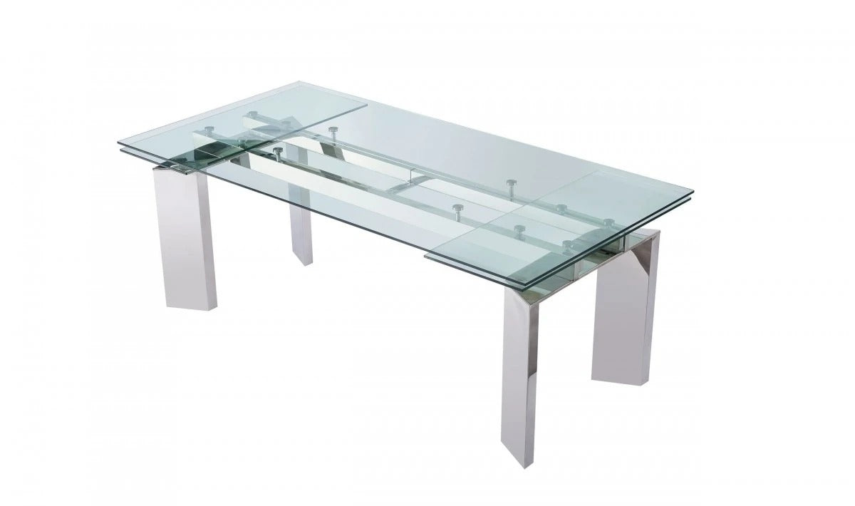 Dining Table: Jassica Modern Extendable Glass Dining Table