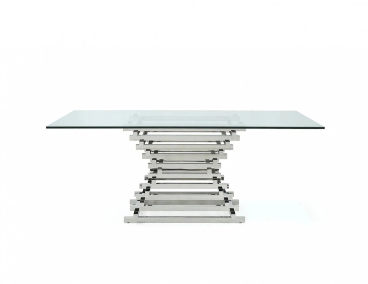 Dining Table: Cream Glass Dining Table