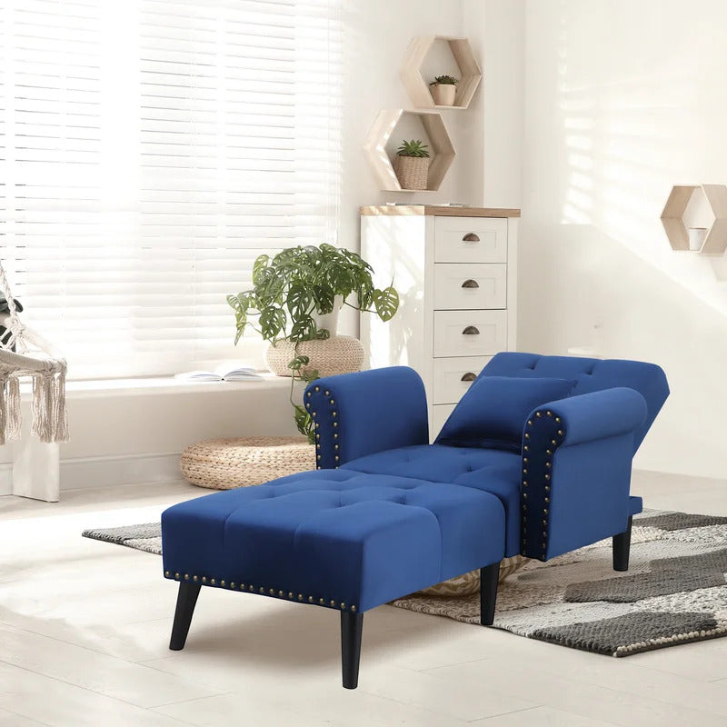 Chaise Lounge: Cannon Tufted Round Arms Reclining Chaise Lounge