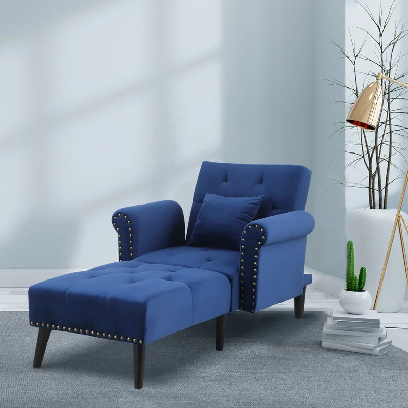 Chaise Lounge: Cannon Tufted Round Arms Reclining Chaise Lounge