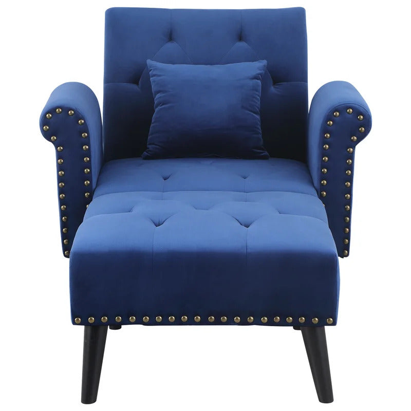 Chaise Lounge: Cannon Tufted Round Arms Reclining Chaise Lounge