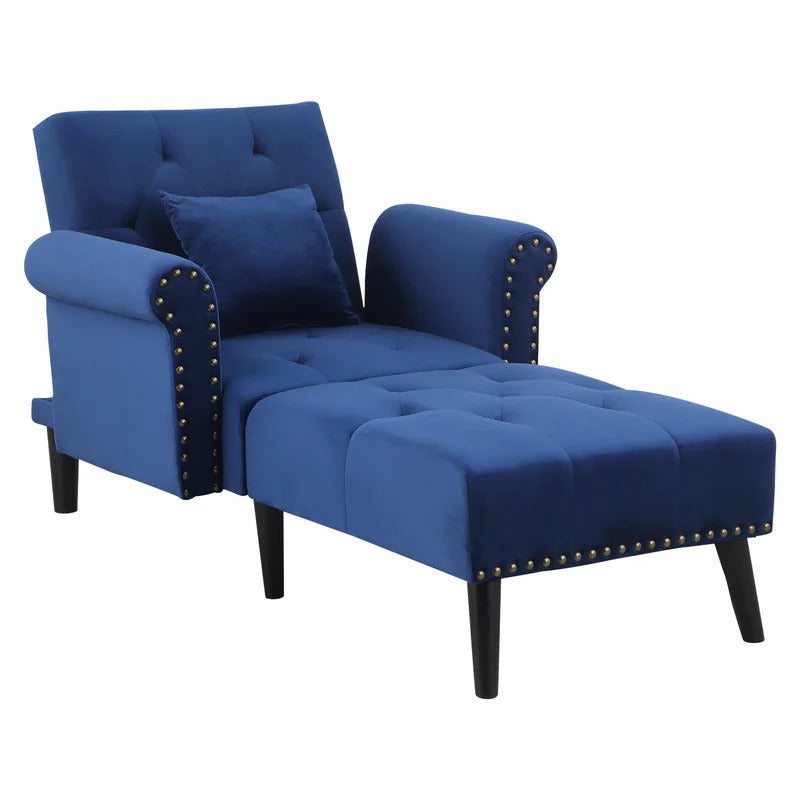 Chaise Lounge: Cannon Tufted Round Arms Reclining Chaise Lounge