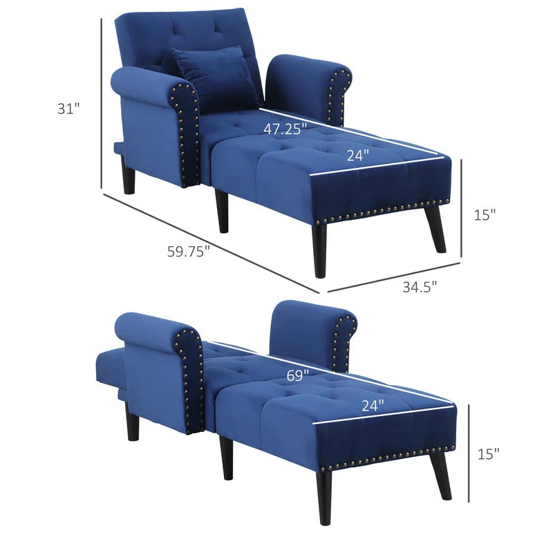Chaise Lounge: Cannon Tufted Round Arms Reclining Chaise Lounge