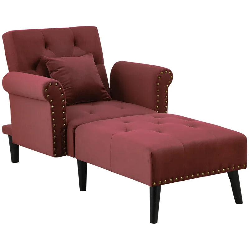 Chaise Lounge: Cannon Tufted Round Arms Reclining Chaise Lounge