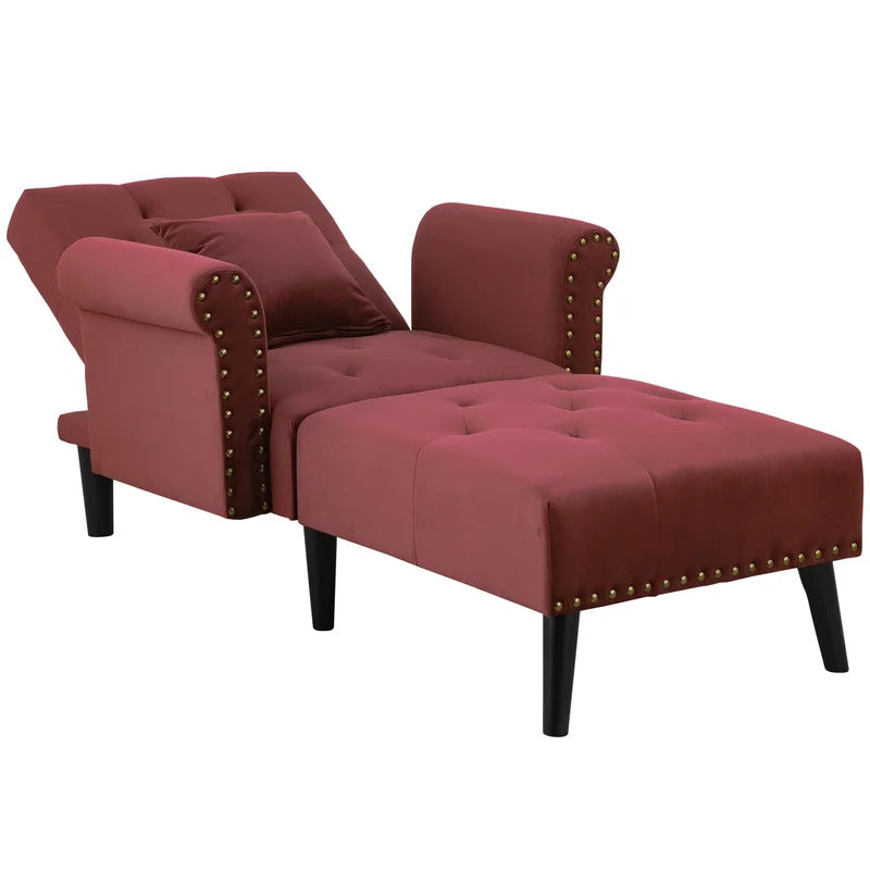 Chaise Lounge: Cannon Tufted Round Arms Reclining Chaise Lounge