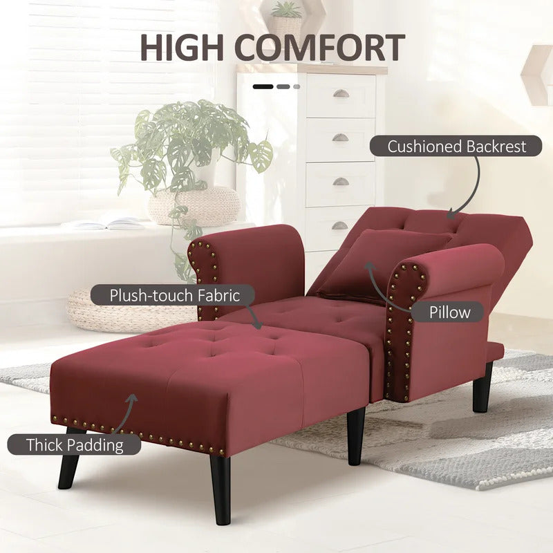 Chaise Lounge: Cannon Tufted Round Arms Reclining Chaise Lounge