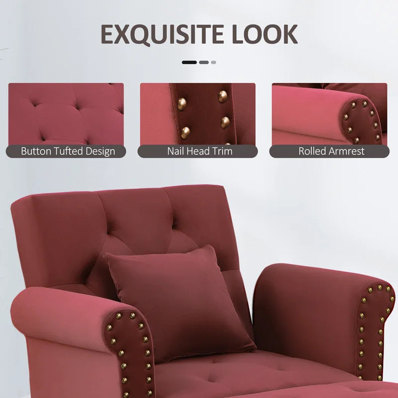 Chaise Lounge: Cannon Tufted Round Arms Reclining Chaise Lounge