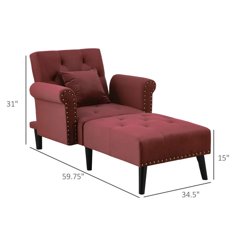 Chaise Lounge: Cannon Tufted Round Arms Reclining Chaise Lounge