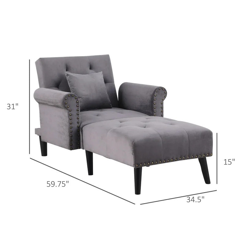 Chaise Lounge: Cannon Tufted Round Arms Reclining Chaise Lounge