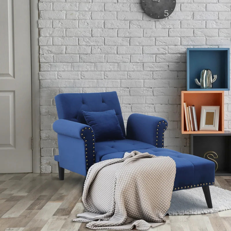 Chaise Lounge: Cannon Tufted Round Arms Reclining Chaise Lounge