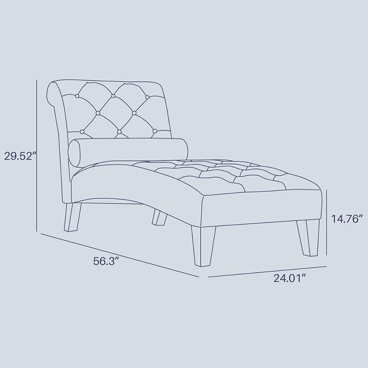 Chaise Lounge: Contemporary Chaise Lounge Chair - Indoor Living Room Microfiber Lounger - Tufted Back and Seat