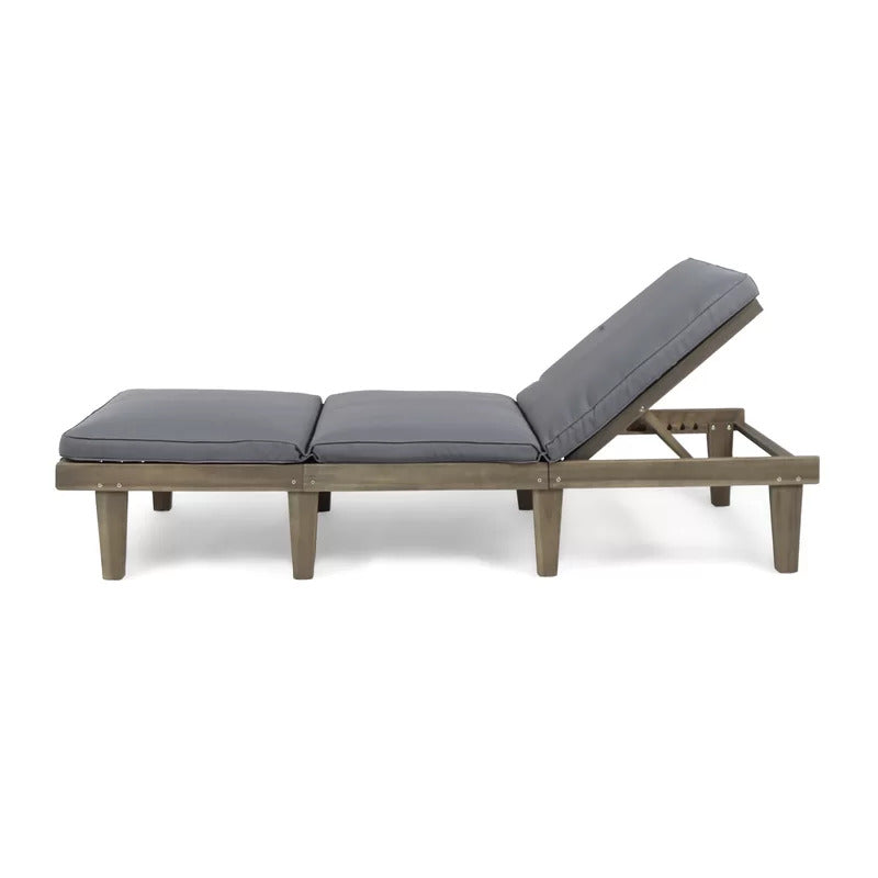 Chaise Lounge: Maeshello 78.74'' Long Reclining Acacia Chaise Lounge Set with Cushions (Set of 2)