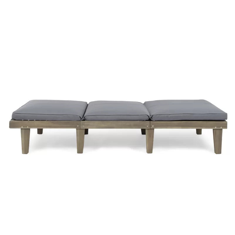 Chaise Lounge: Maeshello 78.74'' Long Reclining Acacia Chaise Lounge Set with Cushions (Set of 2)