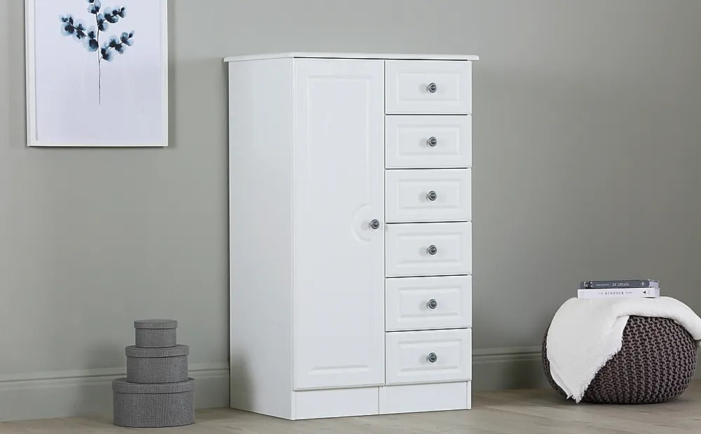 Chest Of Drawers: White 1 Door Wardrobe Chest Of Drawers