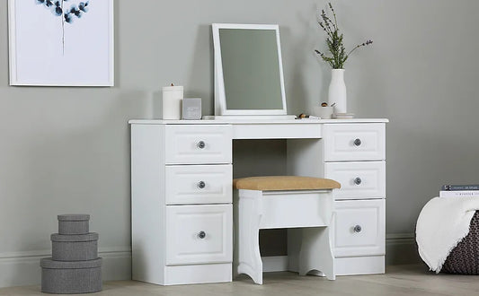 Chest Of Drawers: White Double Pedestal 6 Drawer Dressing Table