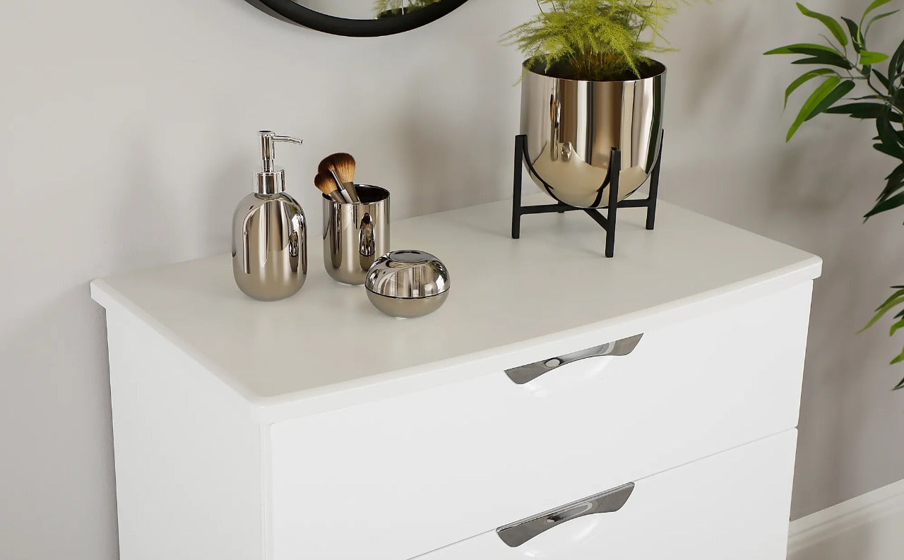 Chest Of Drawers: White High Gloss 4 Drawer Chest of Drawers
