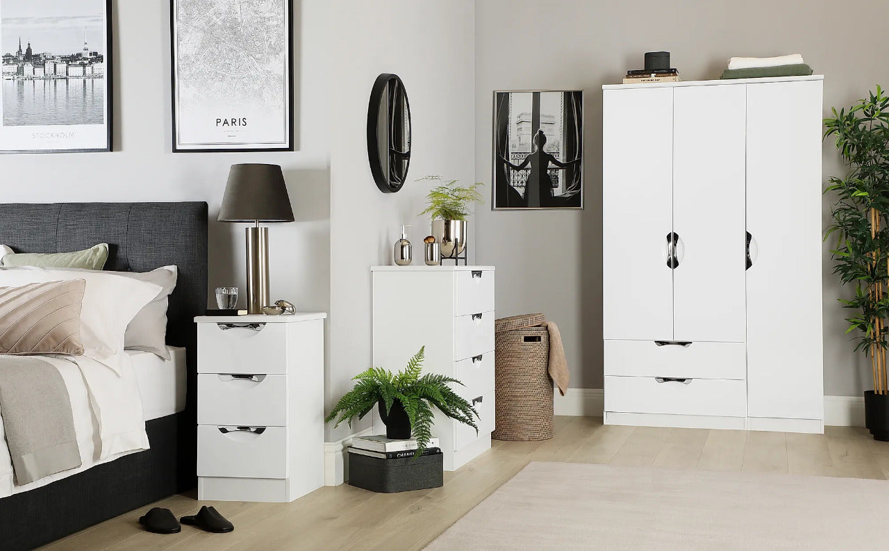 Chest Of Drawers: White High Gloss 4 Drawer Chest of Drawers