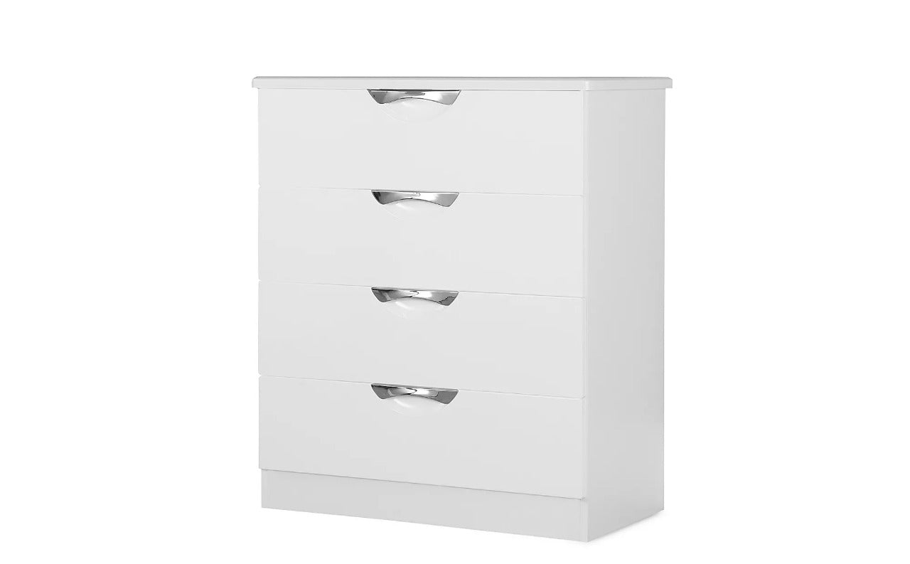 Chest Of Drawers: White High Gloss 4 Drawer Chest of Drawers
