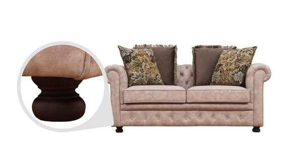 3 Seater Sofa Set:- Chesterfield Fabric Sofa Set (Beige)