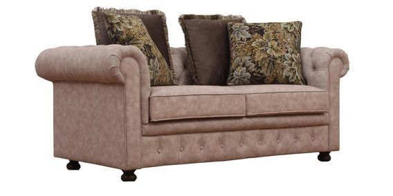 3 Seater Sofa Set:- Chesterfield Fabric Sofa Set (Beige)