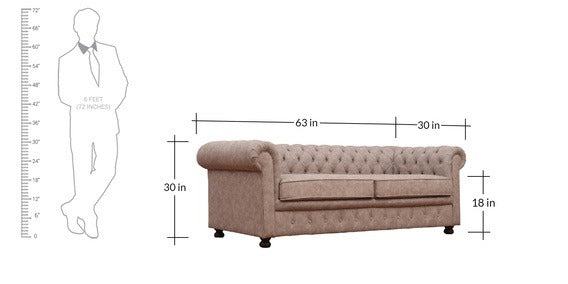 3 Seater Sofa Set:- Chesterfield Fabric Sofa Set (Beige)