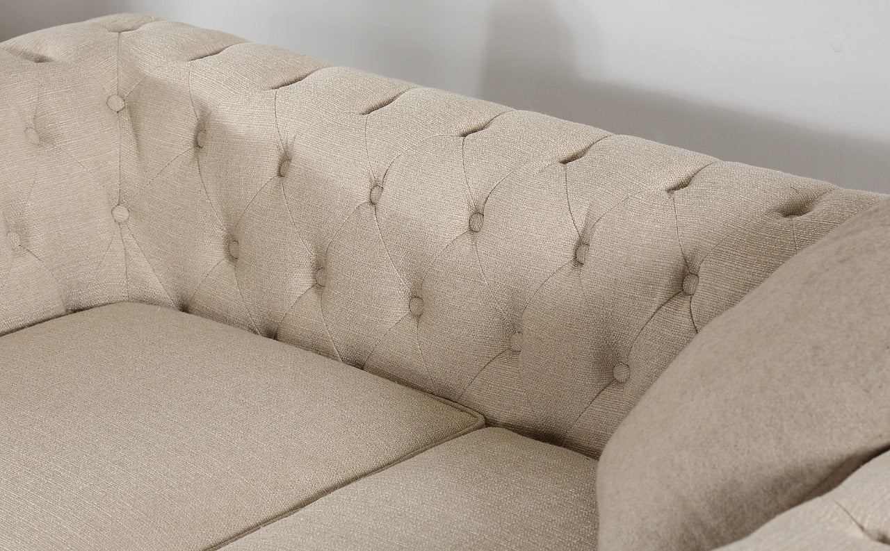 Chesterfield Sofa Set : Fabric 3 Seater Chesterfield Sofa