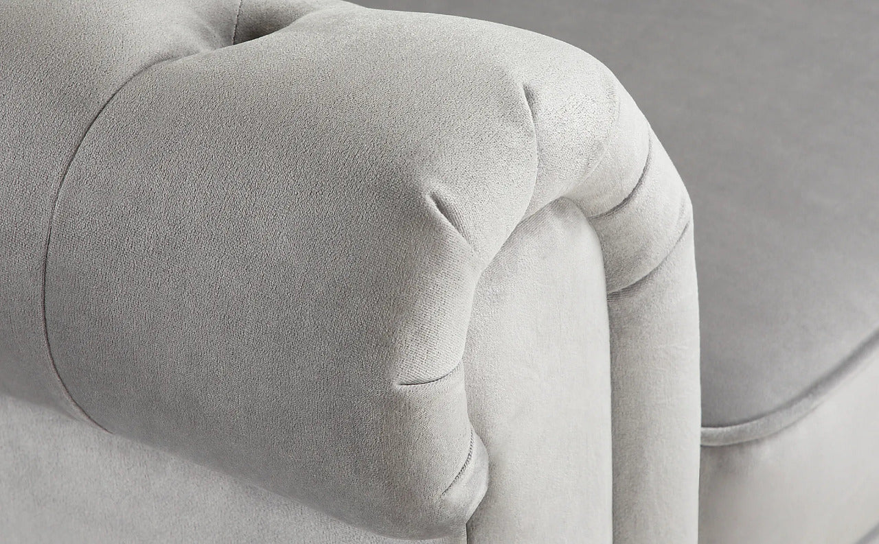 Chesterfield Sofa Set : Grey Velvet 3+2 Seater Chesterfield Sofa Set