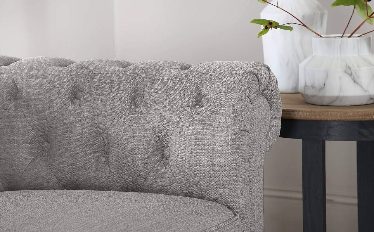 Chesterfield Sofa Set: Light Grey 3 Seater Sofa Set