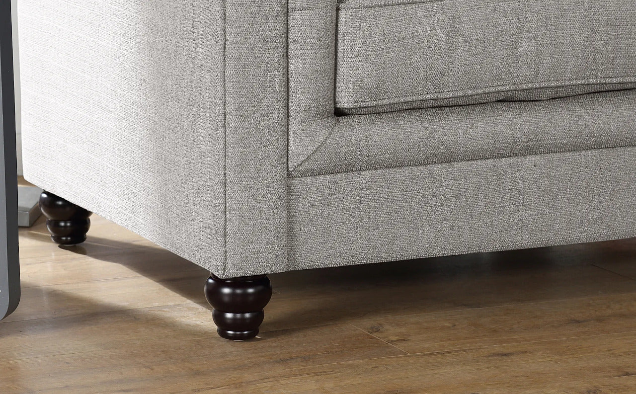 Chesterfield Sofa Set : Light Grey Fabric 3 Seater Chesterfield Sofa
