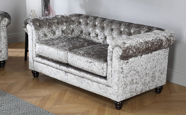 Chesterfield Sofa Set: Chestnut Leatherette 2 Seater Sofa Set