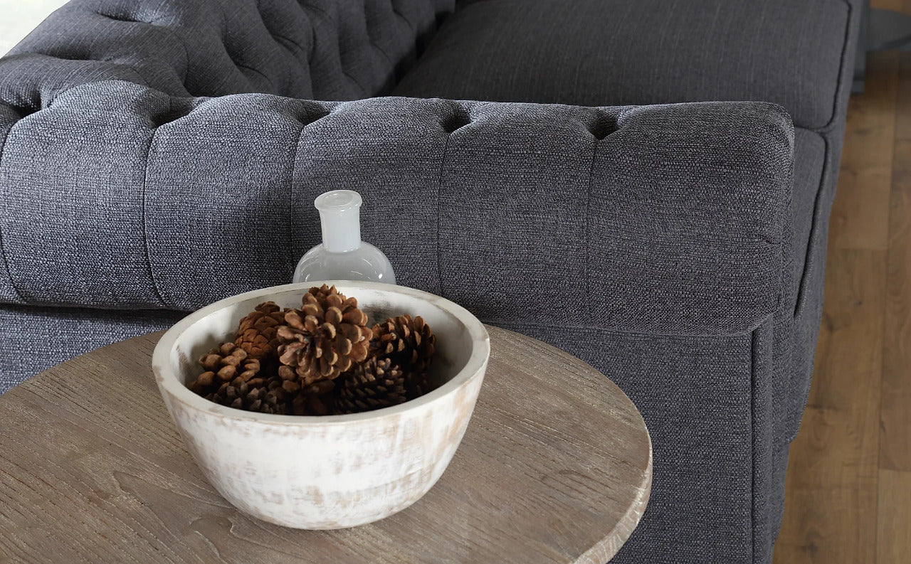 Chesterfield Sofa Set : Slate Grey Fabric 3 Seater Chesterfield Sofa
