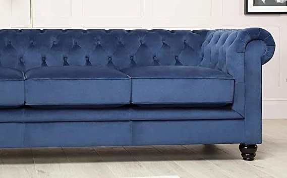 Chesterfield Sofa Set: Solid Wood Fabric 3 Seater Sofa Set
