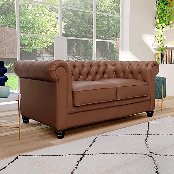 Chesterfield Sofa Set: Solid Wood Fabric 3 Seater Sofa Set