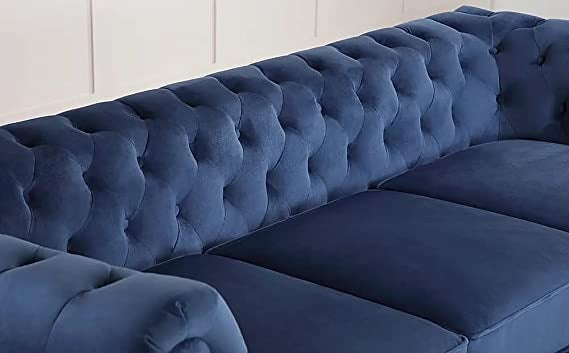 Chesterfield Sofa Set: Solid Wood Fabric 3 Seater Sofa Set