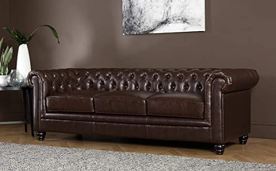 Chesterfield Sofa Set: Solid Wood Fabric 3 Seater Sofa Set