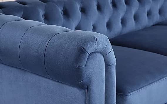 Chesterfield Sofa Set: Solid Wood Fabric 3 Seater Sofa Set