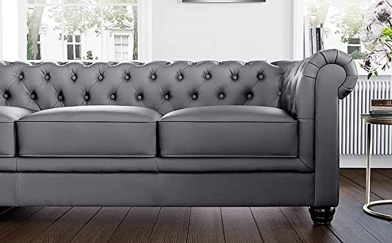 Chesterfield Sofa Set: Solid Wood Fabric 3 Seater Sofa Set
