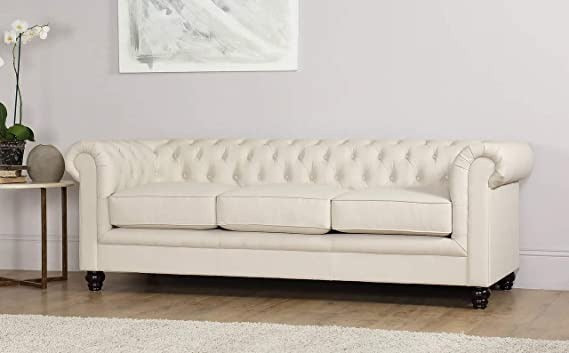 Chesterfield Sofa Set: Solid Wood Fabric 3 Seater Sofa Set
