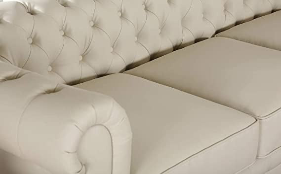 Chesterfield Sofa Set: Solid Wood Fabric 3 Seater Sofa Set