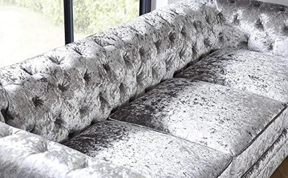 Chesterfield Sofa Set: Solid Wood Fabric 3 Seater Sofa Set