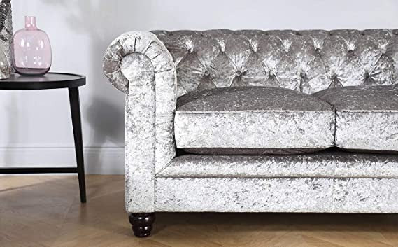 Chesterfield Sofa Set: Solid Wood Fabric 3 Seater Sofa Set
