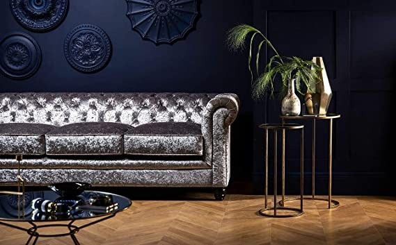 Chesterfield Sofa Set: Solid Wood Fabric 3 Seater Sofa Set