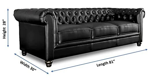 Chesterfield Sofa Set: Solid Wood Fabric 3 Seater Sofa Set