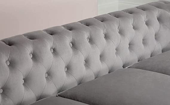 Chesterfield Sofa Set: Solid Wood Fabric 3 Seater Sofa Set