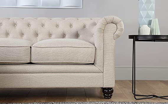 Chesterfield Sofa Set: Solid Wood Fabric 3 Seater Sofa Set