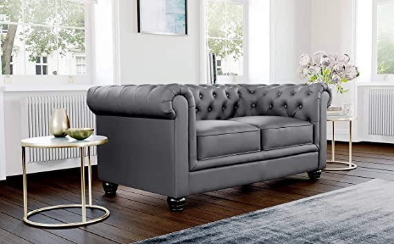 Chesterfield Sofa Set: Solid Wood Fabric 3 Seater Sofa Set