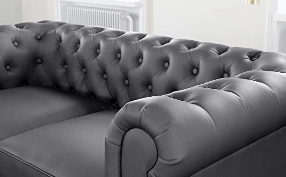 Chesterfield Sofa Set: Solid Wood Fabric 3 Seater Sofa Set