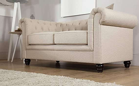 Chesterfield Sofa Set: Solid Wood Fabric 3 Seater Sofa Set