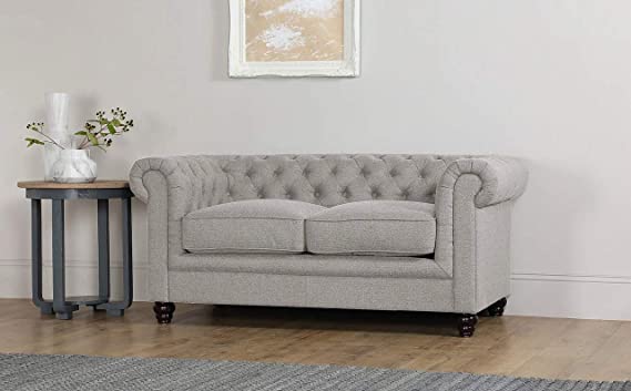 Chesterfield Sofa Set: Solid Wood Fabric 3 Seater Sofa Set